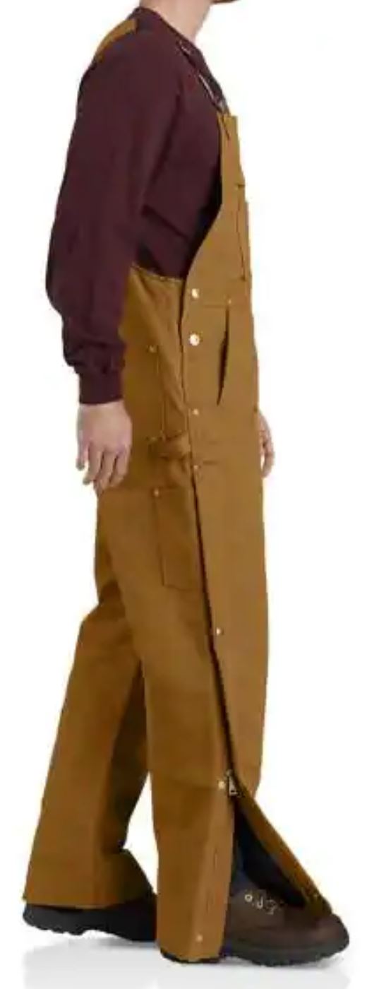 Carhartt Men's Loose Fit Firm Duck Insulated Bib Overall in Carhartt Brown  - Coveralls & Overalls, Carhartt