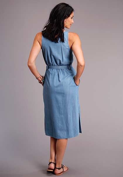 Women's Stetson Light Blue Denim Sleeveless Dress #11-057-0565-0323BU |  High Country Western Wear