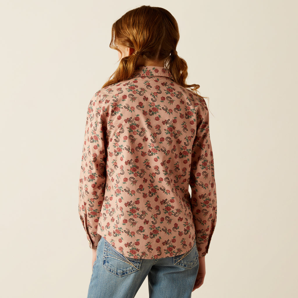 Girl's Ariat Flowers N' Horseshoes Snap Front Shirt #10053889