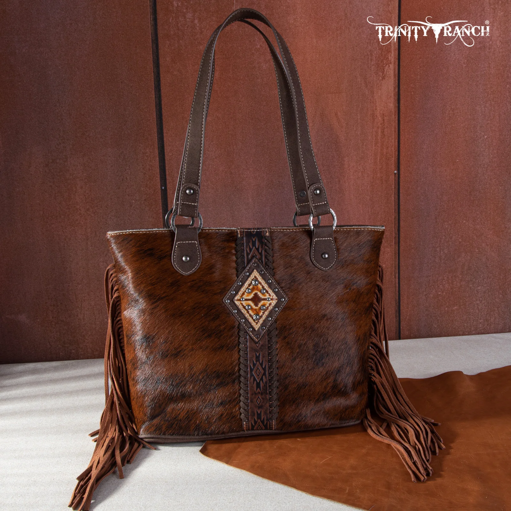 Women's Trinity Ranch Cowhide Concealed Carry Tote #TR146G-8317