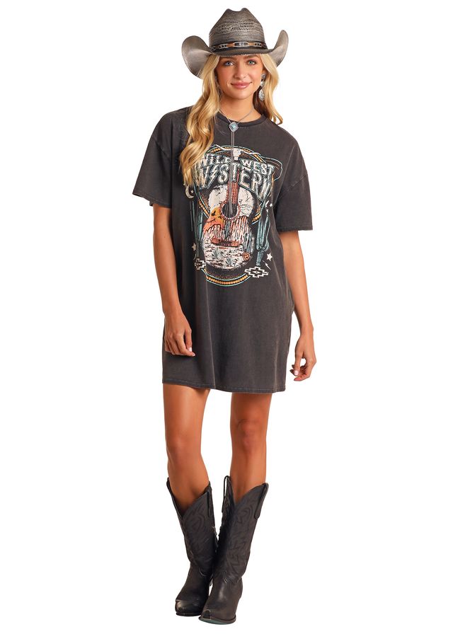 Women's Rock & Roll Cowgirl T-Shirt Dress #BWD1R05936