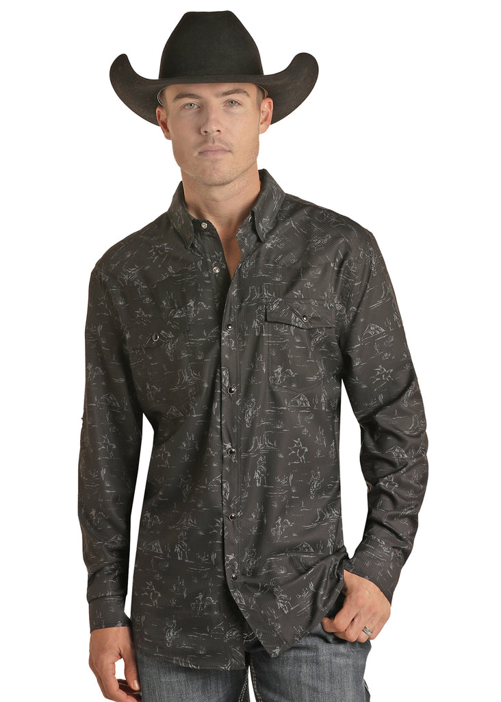 Men's Rock & Roll Cowboy Tec Western Snap Front Shirt #RRMSOSRYZR ...