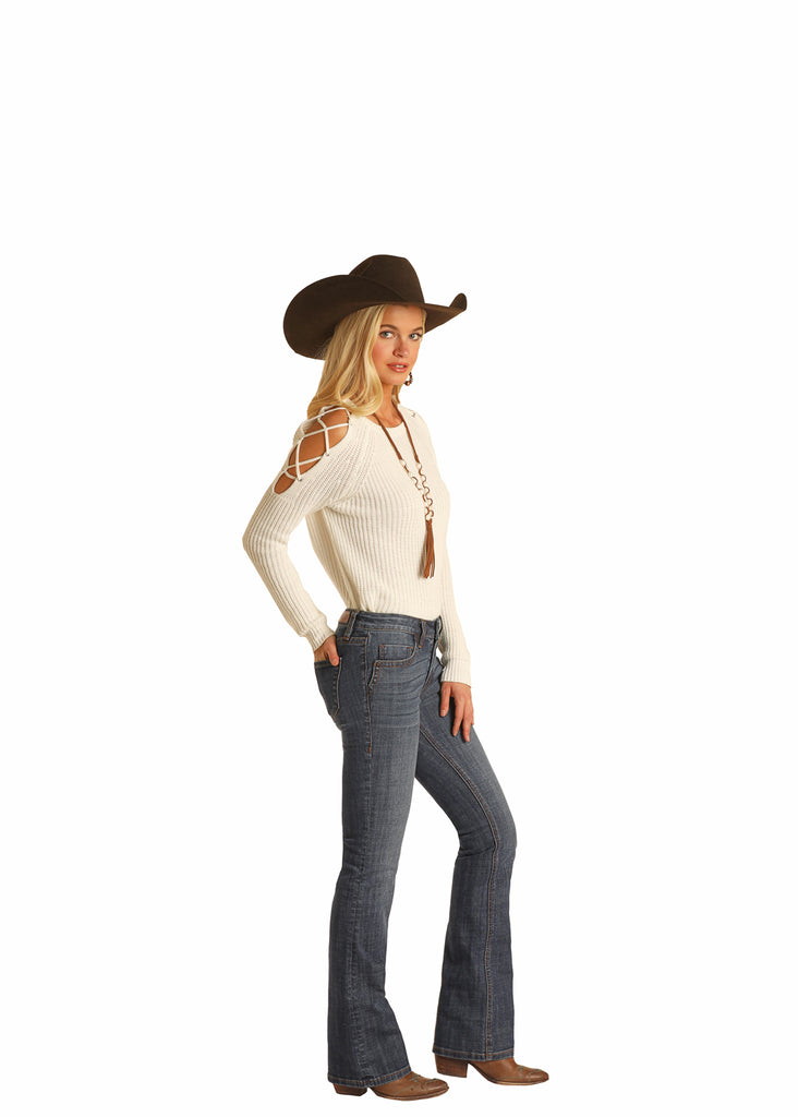 Rock & Roll Cowgirl Women's Mid Rise Bootcut Riding Jeans