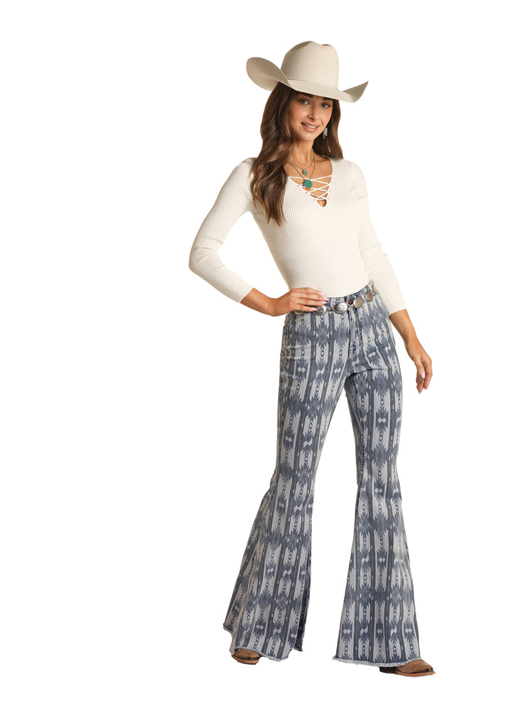 Rock & Roll Cowgirl Bargain Bell Bottom Jeans, WOMENS JEANS
